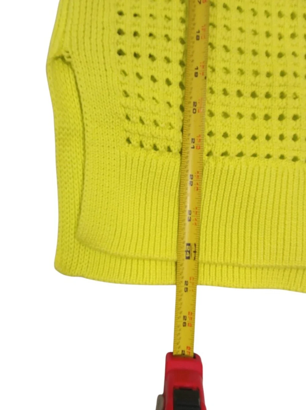 Varley Lime Crochet Side Slit Sleeveless Knit Vest Tank Top Open Stitch Sz S - Picture 5 of 8